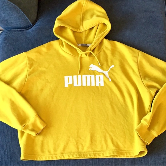 PUMA Yellow Cropped Hoodie - Picture 2 of 5